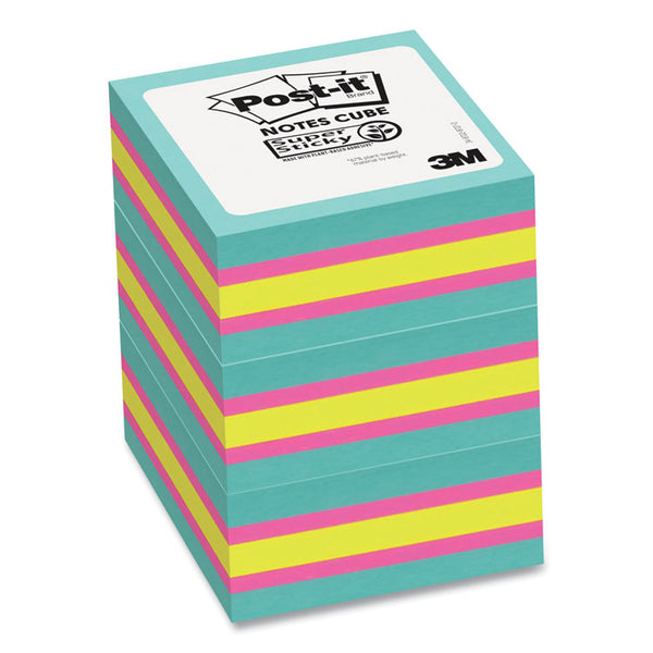 Post-it® Notes Super Sticky Self-Stick Notes Cube, 3" x 3", Bright Color Collection Colors, 360 Sheets/Pad, 3 Cubes/Pack (MMM2027SSAFG3PK)