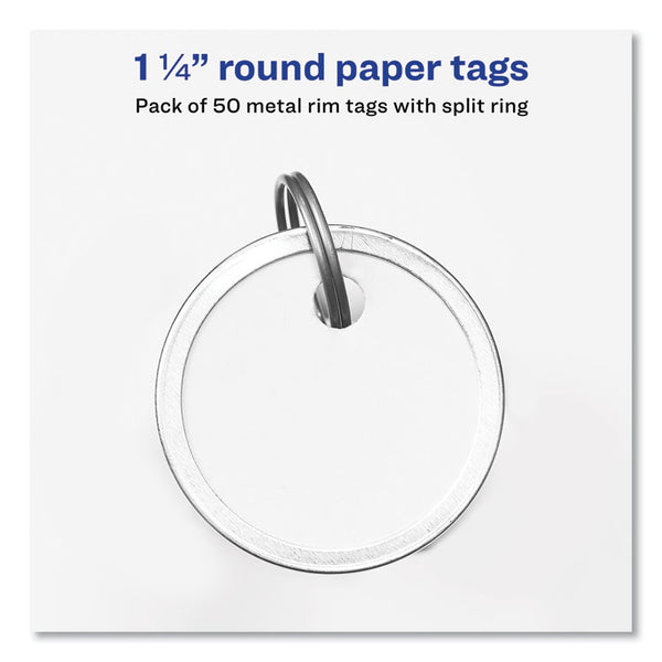 Avery® Key Tags with Split Ring, 1.25" dia, White, 50/Pack (AVE11025)