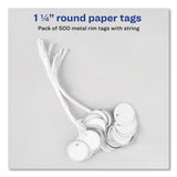 Avery® Heavyweight Stock Metal Rim Tags, 1.25" dia, White, 500/Box (AVE14313) Box of 500