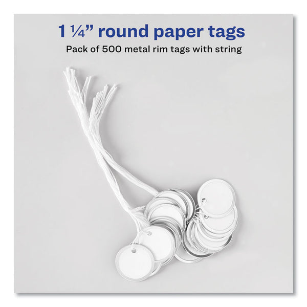 Avery® Heavyweight Stock Metal Rim Tags, 1.25" dia, White, 500/Box (AVE14313)