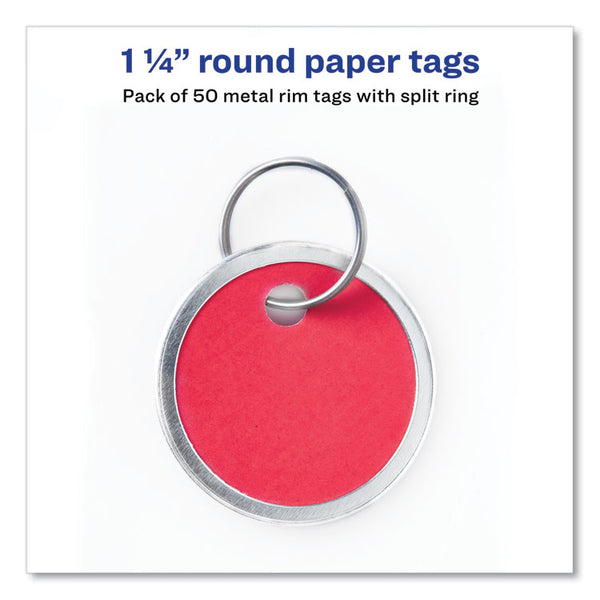 Avery® Key Tags with Split Ring, 1.25" dia, Assorted Colors, 50/Pack (AVE11026)