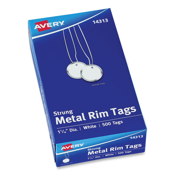 Avery® Heavyweight Stock Metal Rim Tags, 1.25" dia, White, 500/Box (AVE14313)