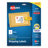 Avery® Shipping Labels w/ TrueBlock Technology, Inkjet Printers, 3.33 x 4, White, 6/Sheet, 25 Sheets/Pack (AVE8164) Pack of 150