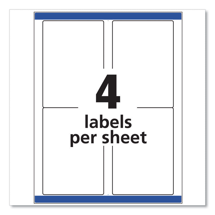 Avery® Shipping Labels w/ TrueBlock Technology, Laser Printers, 3.5 x 5, White, 4/Sheet, 100 Sheets/Box (AVE5168) Box of 400