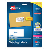 Avery® Shipping Labels w/ TrueBlock Technology, Inkjet Printers, 2 x 4, White, 10/Sheet, 10 Sheets/Pack (AVE18163) Pack of 100