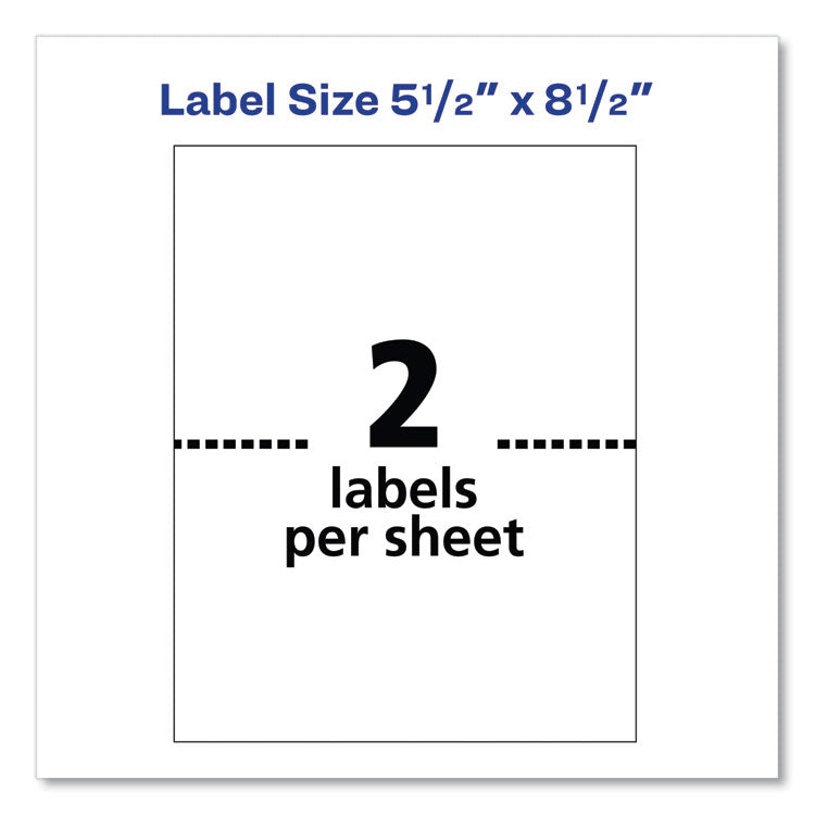 Avery® Shipping Labels w/ TrueBlock Technology, Inkjet/Laser Printers, 5.5 x 8.5, White, 2/Sheet, 500 Sheets/Box (AVE95900)
