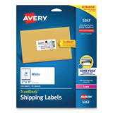 Avery® Shipping Labels w/ TrueBlock Technology, Laser Printers, 2 x 4, White, 10/Sheet, 25 Sheets/Pack (AVE5263) Pack of 250