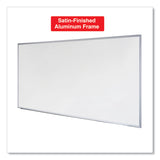 Universal® Deluxe Melamine Dry Erase Board, 72 x 48, Melamine White Surface, Silver Anodized Aluminum Frame (UNV43626)