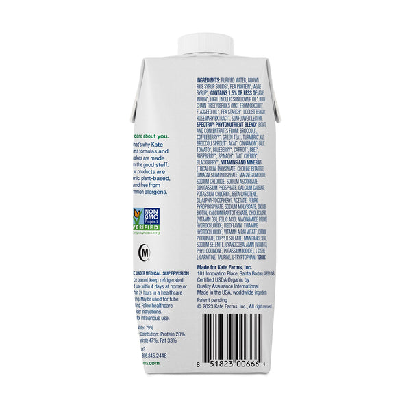 Kate Farms Standard 1.0 Oral Supplement Plain Flavor Liquid 11 oz. Carton (1184933_EA) 1/EA