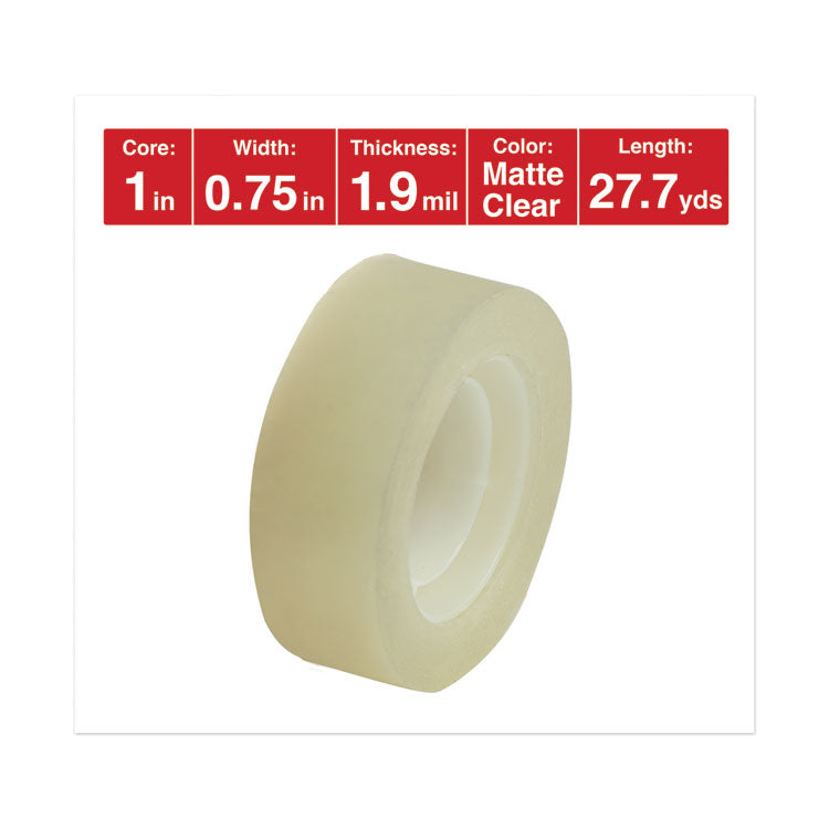 Universal® Invisible Tape, 1" Core, 0.75" x 83.33 ft, Clear, 6/Pack (UNV83410) Pack of 6