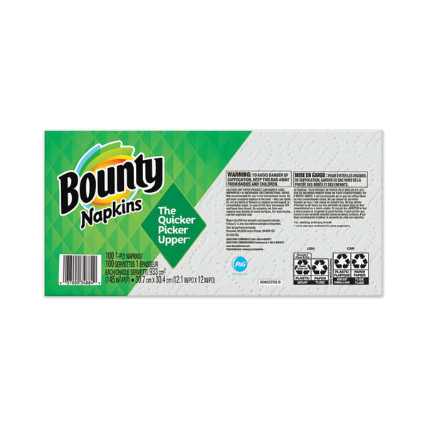 Bounty® Quilted Napkins, 1-Ply, 12.1 x 12, White, 100/Pack (PGC34884PK)
