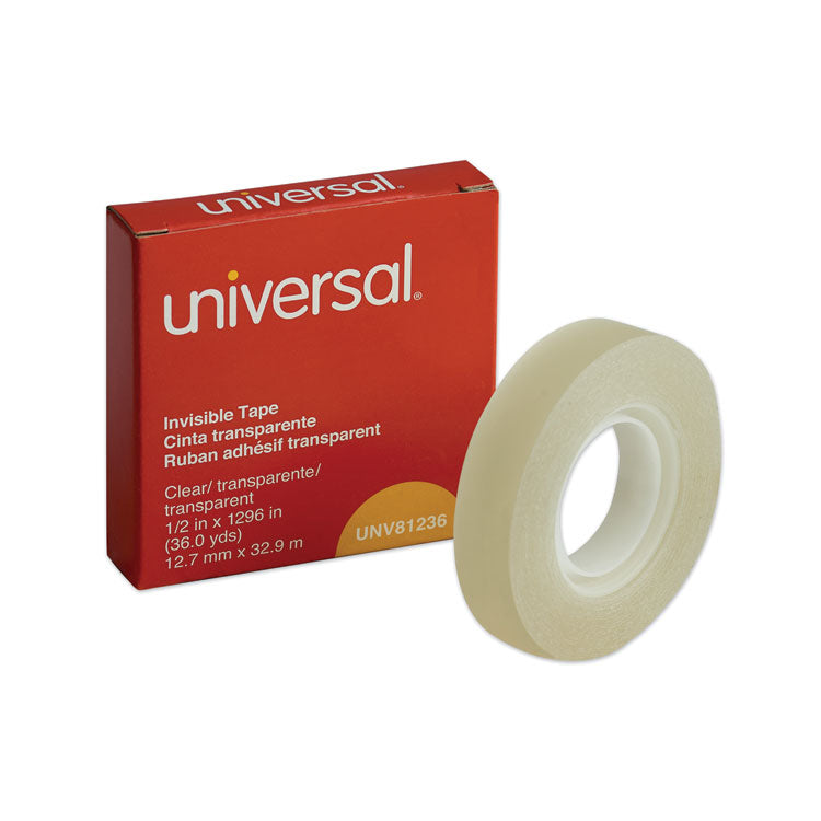 Universal® Invisible Tape, 1" Core, 0.5" x 36 yds, Clear (UNV81236) 1 Roll