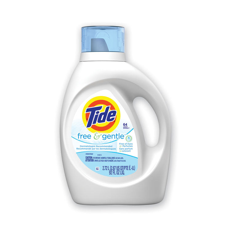 Tide® Free and Gentle Liquid Laundry Detergent, 64 Loads, 92 oz Bottle, 4/Carton (PGC41829)