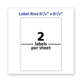 Avery® Waterproof Shipping Labels with TrueBlock Technology, Laser Printers, 5.5 x 8.5, White, 2/Sheet, 50 Sheets/Pack (AVE5526)