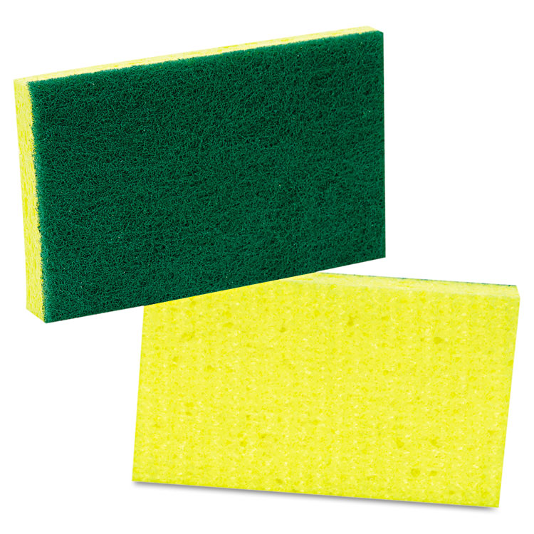 Scotch-Brite™ PROFESSIONAL Medium-Duty Scrubbing Sponge, 3.6 x 6.1, 0.7" Thick, Yellow/Green, 10/Pack (MMM74CC)