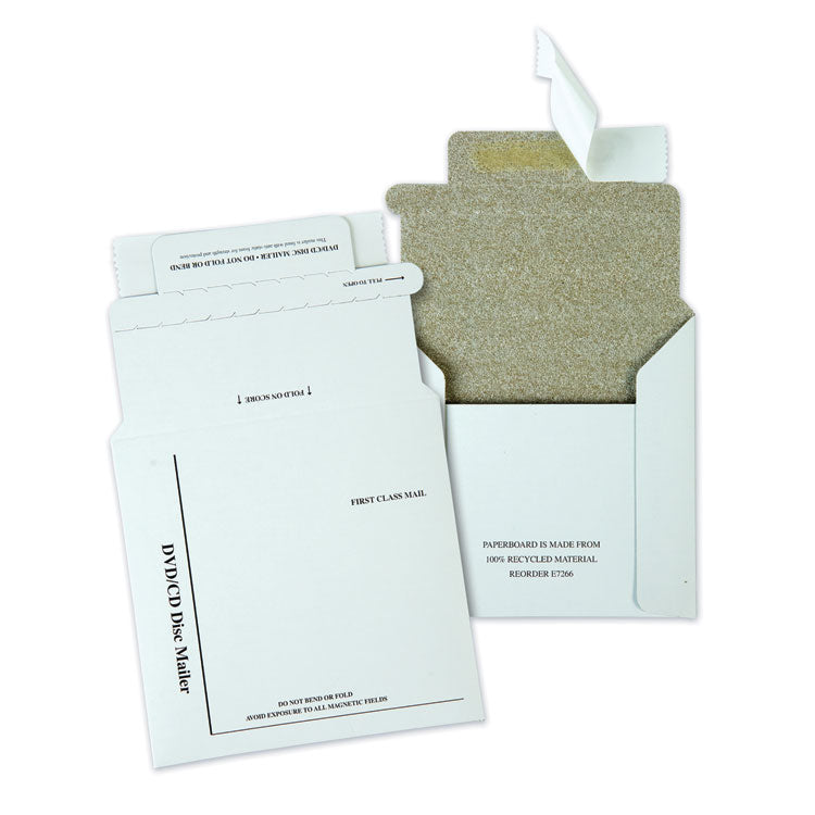 Quality Park™ Disk/CD Foam-Lined Mailers for CDs/DVDs, Square Flap, Redi-Strip Adhesive Closure, 5.13 x 5, White, 25/Box (QUAE7266) Box of 25