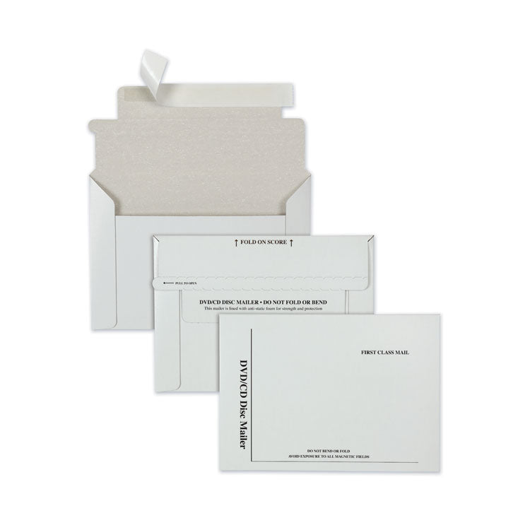 Quality Park™ Disk/CD Foam-Lined Mailers for CDs/DVDs, Square Flap, Redi-Strip Adhesive Closure, 8.5 x 6, White, 25/Box (QUAE7265) Box of 25