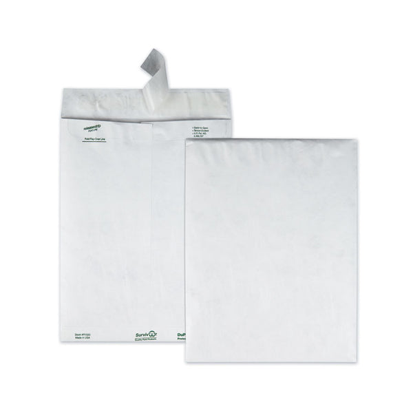 Survivor® Lightweight 14 lb Tyvek Catalog Mailers, #12 1/2, Square Flap, Redi-Strip Adhesive Closure, 9.5 x 12.5, White, 100/Box (QUAR1520)