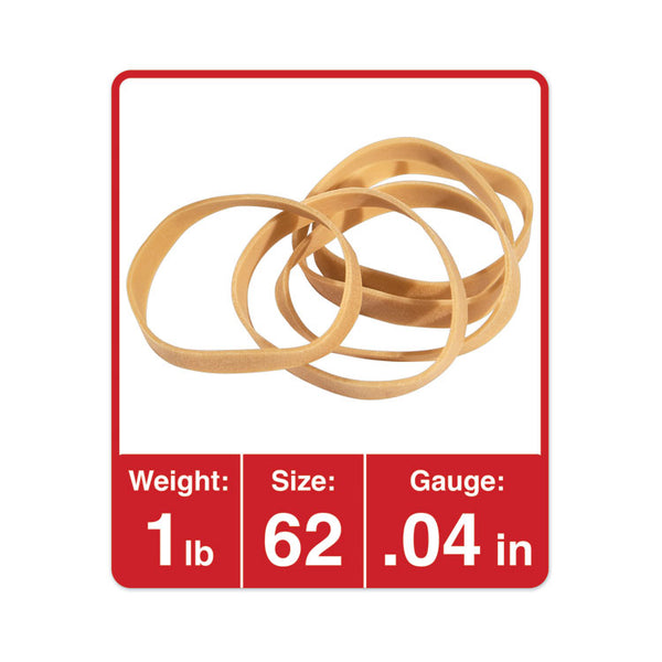 Universal® Rubber Bands, Size 62, 0.04" Gauge, Beige, 1 lb Box, 490/Pack (UNV00162)