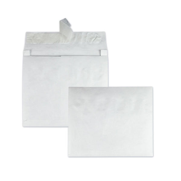 Survivor® Lightweight 14 lb Tyvek Open End Expansion Mailers, #15 1/2, Square Flap, Redi-Strip Adhesive Closure, 12 x 16, White, 100/CT (QUAR4650)