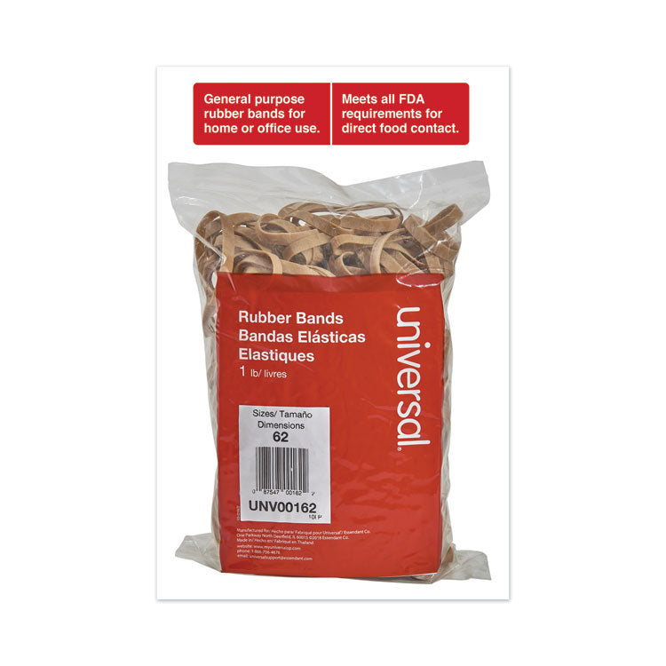 Universal® Rubber Bands, Size 62, 0.04" Gauge, Beige, 1 lb Box, 490/Pack (UNV00162) Each