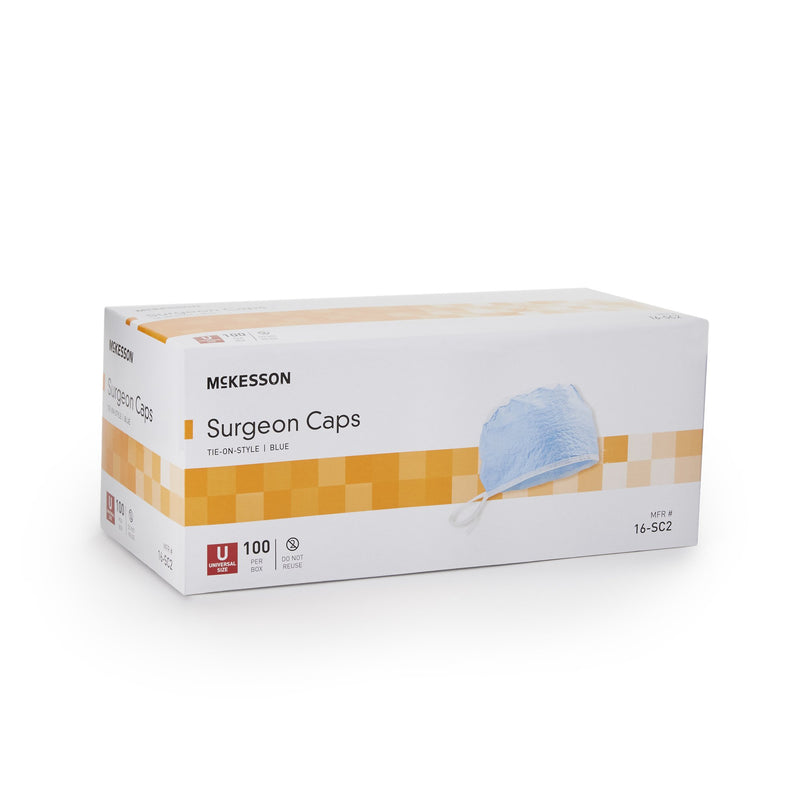McKesson Surgeon Cap One Size Fits Most Blue Tie Closure (1186139_BX) 100/BX