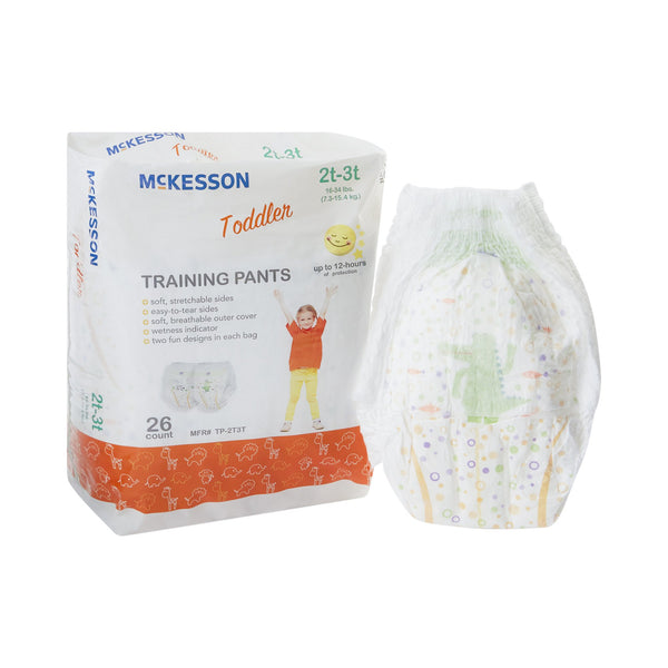 McKesson Unisex Toddler Training Pants Pull On with Tear Away Seams Size 2T to 3T Disposable Heavy Absorbency (1144481_BG) 1/BG