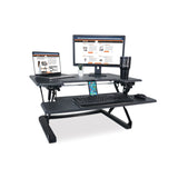 Victor® High Rise Height Adjustable Standing Desk with Keyboard Tray, 36" x 31.25" x 5.25" to 20", Gray/Black (VCTDCX760G) Each