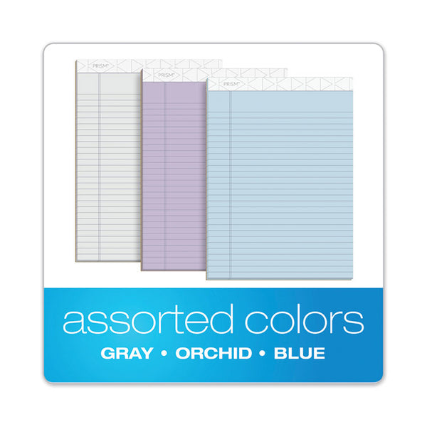 TOPS™ Prism + Colored Writing Pads, Wide/Legal Rule, 50 Assorted Pastel-Color 8.5 x 11.75 Sheets, 6/Pack (TOP63116) Pack of 6