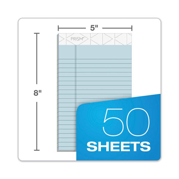 TOPS™ Prism + Colored Writing Pads, Narrow Rule, 50 Pastel Blue 5 x 8 Sheets, 12/Pack (TOP63020) Pack of 12