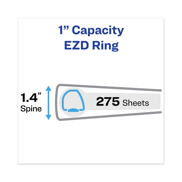 Avery® Heavy-Duty View Binder with DuraHinge and One Touch EZD Rings, 3 Rings, 1" Capacity, 11 x 8.5, White (AVE79199)