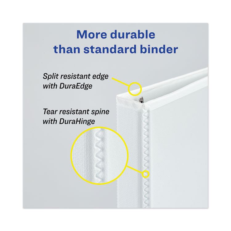 Avery® Heavy-Duty View Binder with DuraHinge and One Touch EZD Rings, 3 Rings, 1.5" Capacity, 11 x 8.5, White (AVE79195)