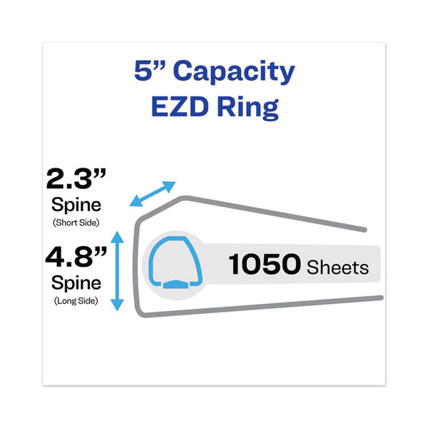 Avery® Heavy-Duty View Binder with DuraHinge and Locking One Touch EZD Rings, 3 Rings, 5" Capacity, 11 x 8.5, Pacific Blue (AVE79817)