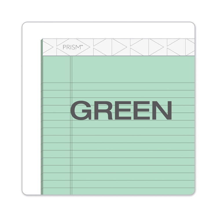 TOPS™ Prism + Colored Writing Pads, Wide/Legal Rule, 50 Pastel Green 8.5 x 11.75 Sheets, 12/Pack (TOP63190) Pack of 12