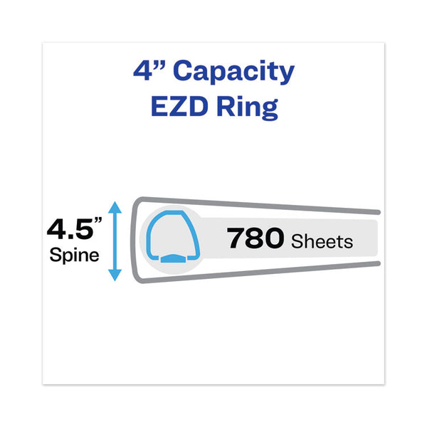 Avery® Heavy-Duty View Binder with DuraHinge and Locking One Touch EZD Rings, 3 Rings, 4" Capacity, 11 x 8.5, Red (AVE79326)