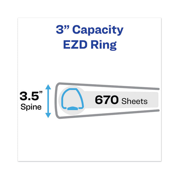 Avery® Heavy-Duty View Binder with DuraHinge and Locking One Touch EZD Rings, 3 Rings, 3" Capacity, 11 x 8.5, Red (AVE79325)