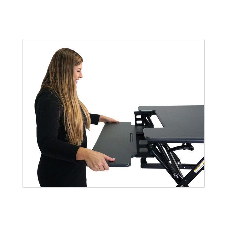 Victor® High Rise Height Adjustable Standing Desk with Keyboard Tray, 36" x 31.25" x 5.25" to 20", Gray/Black (VCTDCX760G) Each