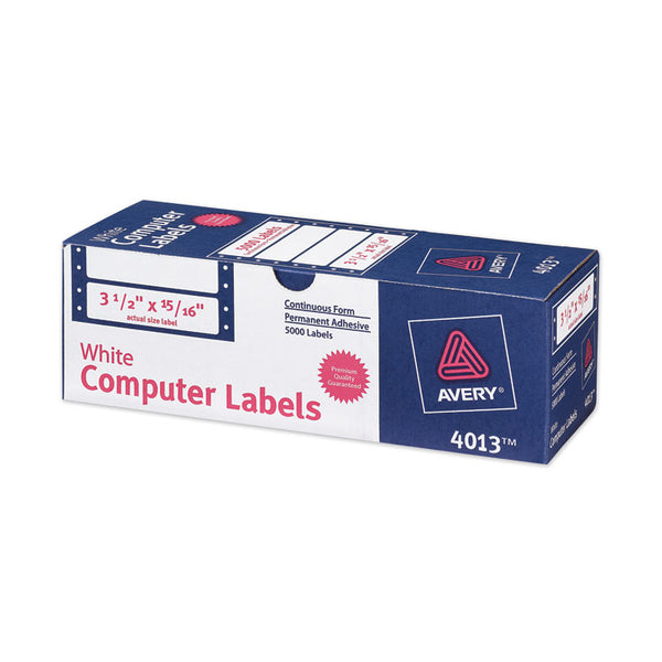 Avery® Dot Matrix Printer Mailing Labels, Pin-Fed Printers, 0.94 x 3.5, White, 5,000/Box (AVE4013)