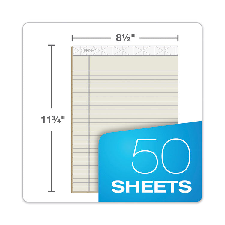 TOPS™ Prism + Colored Writing Pads, Wide/Legal Rule, 50 Pastel Ivory 8.5 x 11.75 Sheets, 12/Pack (TOP63130) Pack of 12