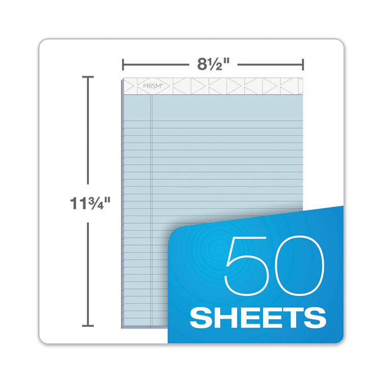 TOPS™ Prism + Colored Writing Pads, Wide/Legal Rule, 50 Pastel Blue 8.5 x 11.75 Sheets, 12/Pack (TOP63120) Pack of 12