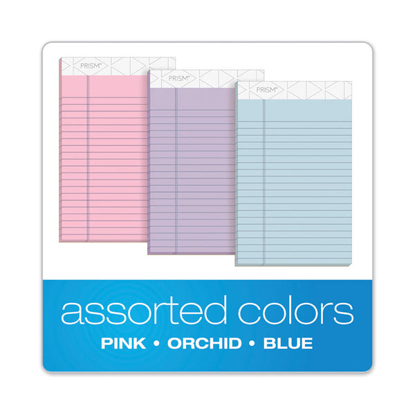 TOPS™ Prism + Colored Writing Pads, Narrow Rule, 50 Assorted Pastel-Color 5 x 8 Sheets, 6/Pack (TOP63016) Pack of 6