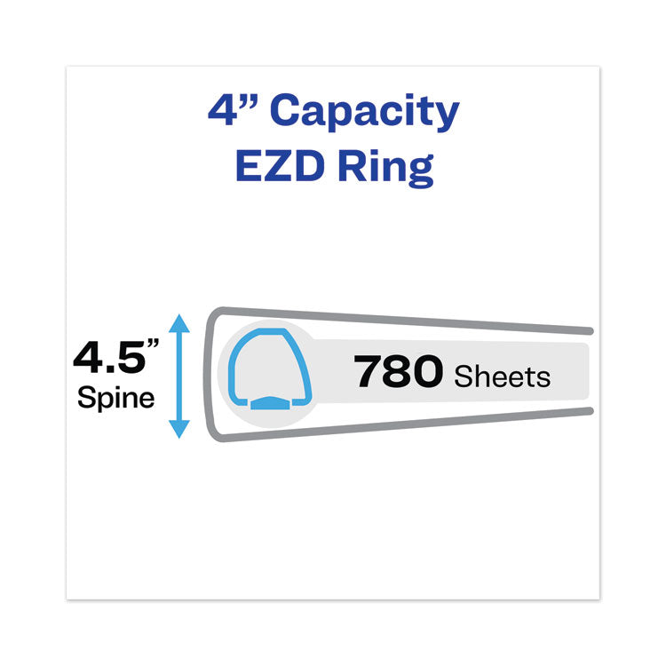 Avery® Heavy-Duty View Binder with DuraHinge and Locking One Touch EZD Rings, 3 Rings, 4" Capacity, 11 x 8.5, White (AVE79104)