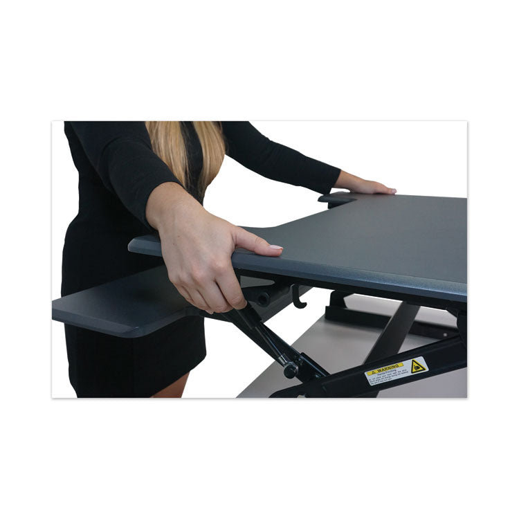 Victor® High Rise Height Adjustable Standing Desk with Keyboard Tray, 36" x 31.25" x 5.25" to 20", Gray/Black (VCTDCX760G) Each