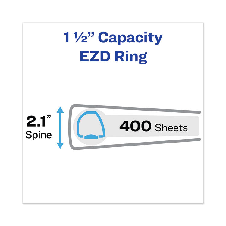 Avery® Heavy-Duty View Binder with DuraHinge, One Touch EZD Rings/Extra-Wide Cover, 3 Ring, 1.5" Capacity, 11 x 8.5, White, (1319) (AVE01319)