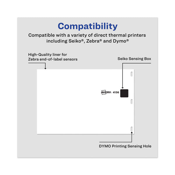 Avery® Multipurpose Thermal Labels, 4 x 6, White, 220/Roll (AVE4156)