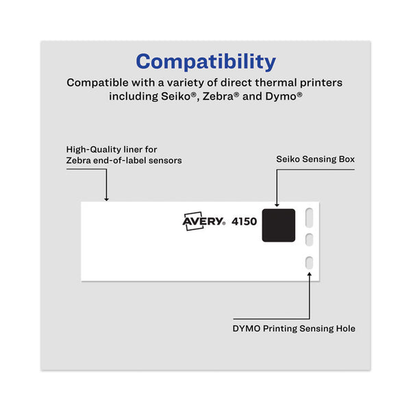 Avery® Multipurpose Thermal Labels, 1.13 x 3.5, White, 130/Roll, 2 Rolls/Pack (AVE4150)