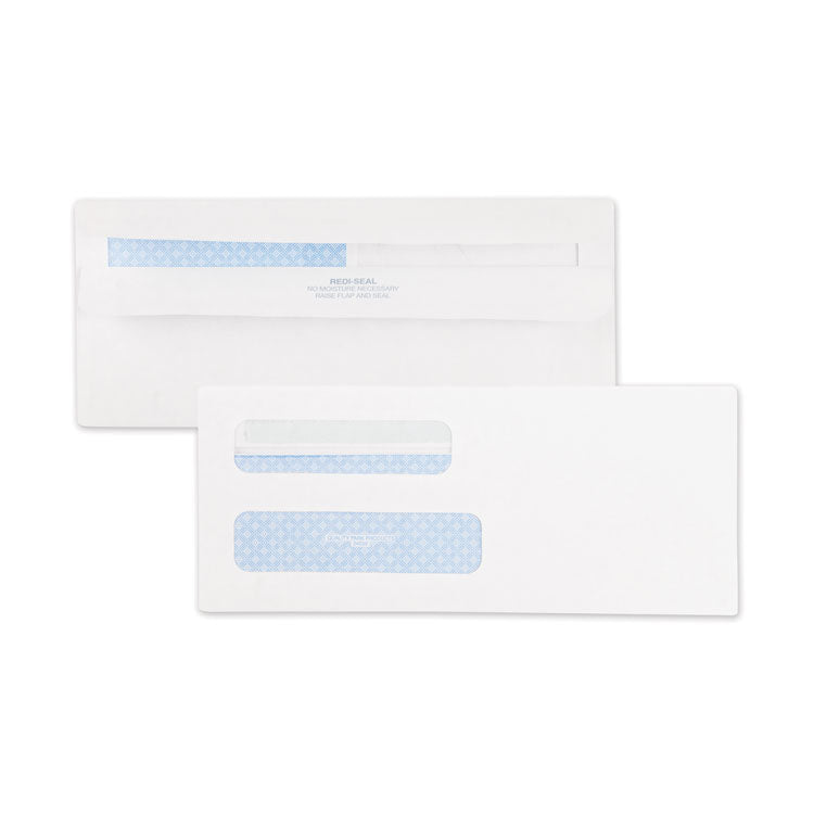 Quality Park™ Double Window Redi-Seal Security-Tinted Envelope, #8 5/8, Commercial Flap, Redi-Seal Closure, 3.63 x 8.63, White, 500/Box (QUA24539) Box of 500