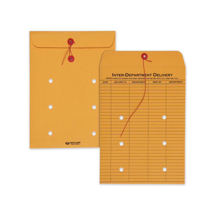 Quality Park™ Brown Kraft String/Button Interoffice Envelope, #90, One-Sided Five-Column Format, 31-Entries, 9 x 12, Brown Kraft, 100/CT (QUA63462) Carton of 100