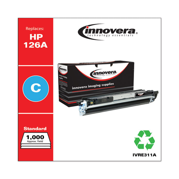 Innovera® Remanufactured Cyan Toner, Replacement for 126A (CE311A), 1,000 Page-Yield, Ships in 1-3 Business Days (IVRE311A) Each