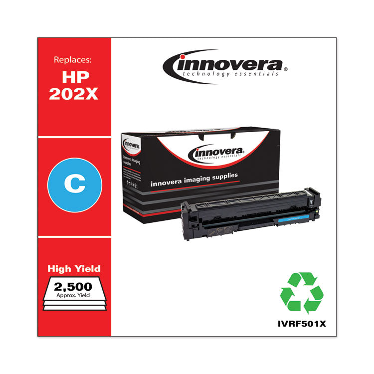 Innovera® Remanufactured Cyan High-Yield Toner, Replacement for 202X (CF501X), 2,500 Page-Yield (IVRF501X) Each